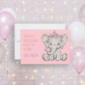 Pink Princess Elephant Birthday Dank u Bedankkaart