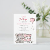 Pink Princess Elephant Child's 2e verjaardag Uitnodiging Briefkaart (Staand voorkant)