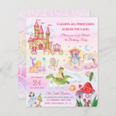 Pink Princess Fairy tale geldagenuitnodiging (Voorkant / Achterkant)