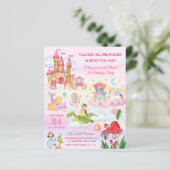 Pink Princess Fairy tale geldagenuitnodiging (Staand voorkant)
