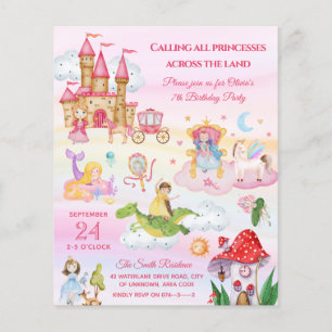 Pink Princess Fairy tale geldagenuitnodiging