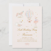 Pink Princess Fairytale Ballerina Girl Birthday Kaart (Voorkant)