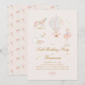 Pink Princess Fairytale Ballerina Girl Birthday Kaart (Voorkant / Achterkant)