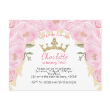 Pink Princess Floral Glitter Briefkaart Uitnodigin