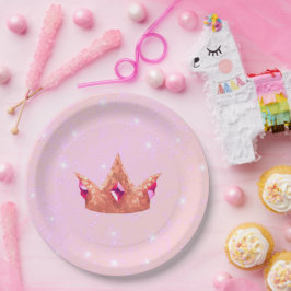 Pink Princess Girl Birthday Paper Plate Papieren Bordje