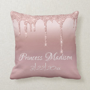 Pink Princess Glitter Elegant Typography Stats Kussen