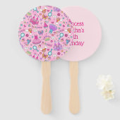 Pink Princess Hand Fan Handwaaier (Voorkant en achterkant)