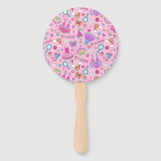 Pink Princess Hand Fan Handwaaier (Voorkant)
