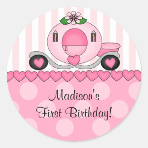 Pink Princess Happy Birthday Sticker