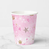 Pink Princess Hearts & Crown Tiara Verjaardagsfees Papieren Bekers (Links)