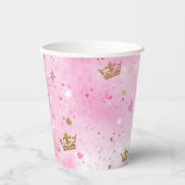 Pink Princess Hearts & Crown Tiara Verjaardagsfees Papieren Bekers (Voorkant)