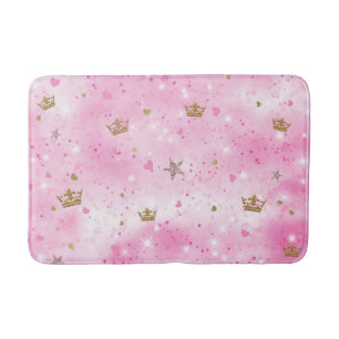 Pink Princess Hearts Crowns Glitter Sparkle Badmat