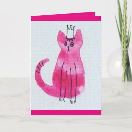 Pink Princess Kat Birthday Kaart