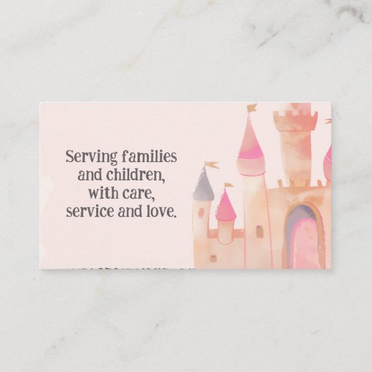 Pink Princess Kinderopvang Babysitter Visitekaartje (Achterkant)
