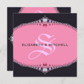 Pink Princess Lace Monogram Weddenschap Kaart (Voorkant / Achterkant)