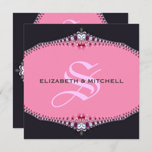 Pink Princess Lace Monogram Weddenschap Kaart (Voorkant / Achterkant)