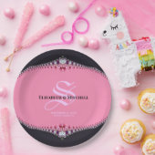 Pink Princess Lace Special Day Engagement Wedding Papieren Bordje (Feest)