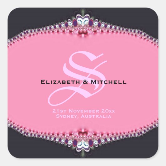 Pink Princess Lace Wedding Vierkante Sticker (Voorkant)