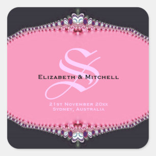 Pink Princess Lace Wedding Vierkante Sticker