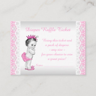 Pink Princess Luier Raffle Ticket Informatiekaartje
