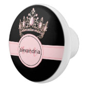 Pink Princess Monogram Tiara Girly Ceramic Knob Keramische Knop (Rechts)