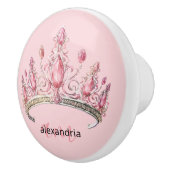 Pink Princess Monogram Tiara Girly Ceramic Knob Keramische Knop (Rechts)
