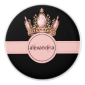 Pink Princess Monogram Tiara Girly Ceramic Knob Keramische Knop (Voorkant)