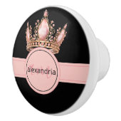 Pink Princess Monogram Tiara Girly Ceramic Knob Keramische Knop (Rechts)