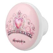 Pink Princess Monogram Tiara Girly Ceramic Knob Keramische Knop (Rechts)