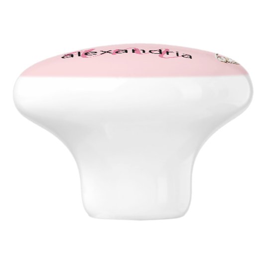 Pink Princess Monogram Tiara Girly Ceramic Knob Keramische Knop (Zijkant)