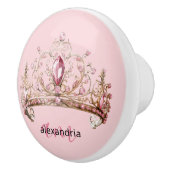 Pink Princess Monogram Tiara Girly Ceramic Knob Keramische Knop (Rechts)