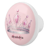 Pink Princess Monogram Tiara Girly Ceramic Knob Keramische Knop (Rechts)