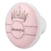 Pink Princess Monogram Tiara Girly Ceramic Knob Keramische Knop (Rechts)