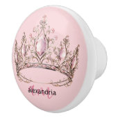 Pink Princess Monogram Tiara Girly Ceramic Knob Keramische Knop (Rechts)