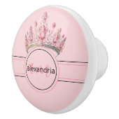 Pink Princess Monogram Tiara Girly Ceramic Knob Keramische Knop (Rechts)