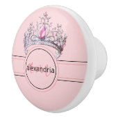 Pink Princess Monogram Tiara Girly Ceramic Knob Keramische Knop (Rechts)