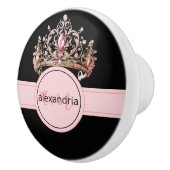 Pink Princess Monogram Tiara Girly Ceramic Knob Keramische Knop (Rechts)