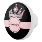 Pink Princess Monogram Tiara Girly Ceramic Knob Keramische Knop (Rechts)