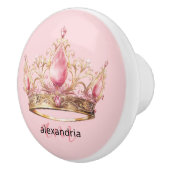 Pink Princess Monogram Tiara Girly Ceramic Knob Keramische Knop (Rechts)