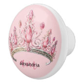 Pink Princess Monogram Tiara Girly Ceramic Knob Keramische Knop (Rechts)