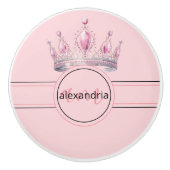 Pink Princess Monogram Tiara Girly Ceramic Knob Keramische Knop (Voorkant)
