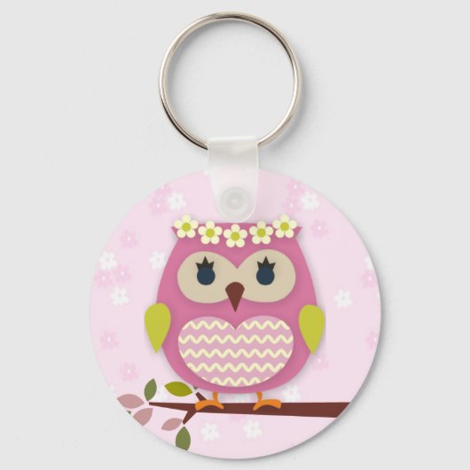 Pink Princess Owl 02 Sleutelhanger (Voorkant)
