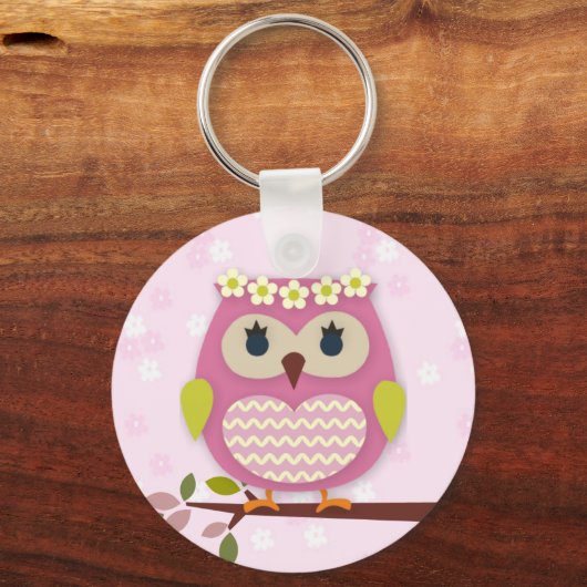 Pink Princess Owl 02 Sleutelhanger (Voorkant)