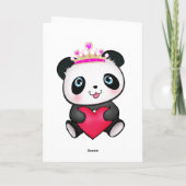 Pink Princess Panda Hart Valentijn Schattige Meisj Feestdagen Kaart (Achterkant)