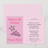 Pink Princess Party Birthay nodigt de kroon uit Kaart (Voorkant / Achterkant)