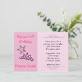 Pink Princess Party Birthay nodigt de kroon uit Kaart (Staand voorkant)