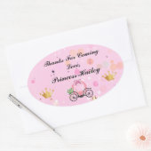 Pink Princess Party Dank je wel Ovale Sticker (Envelop)