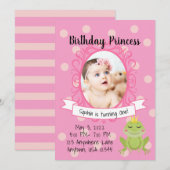 Pink Princess Party Invitation Kaart (Voorkant / Achterkant)