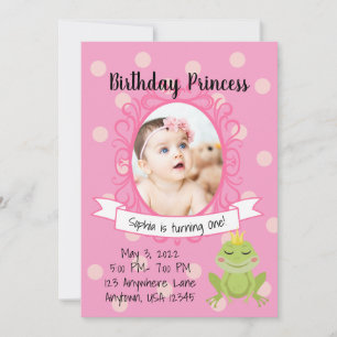 Pink Princess Party Invitation Kaart