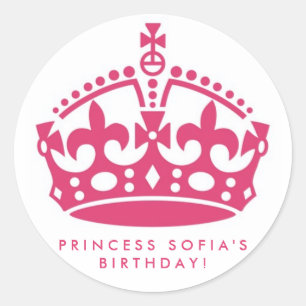 Pink Princess Party Tiara Favor Stickers